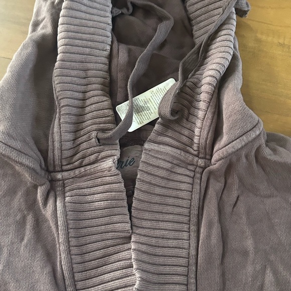 NWT Aerie Distressed Cozy Brown Women's Vneck Hoodie - Picture 8 of 12